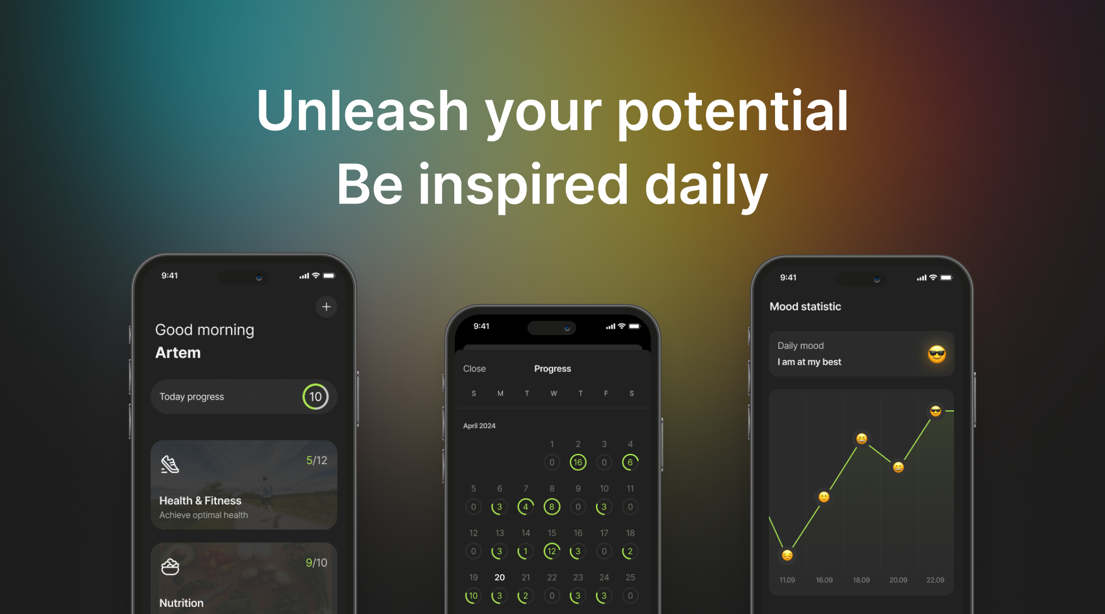 Motiway-appgrensesnitt som viser AI-genererte måloppgaver på en smarttelefon